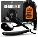 Royal Beard Kit - 124; 4 Piece Beard Grooming Kit 124; Beard Brush, Comb, Olló és Straight Razor - Ideális ajándék férfiaknak, férjnek, barátoknak, családnak és barátoknak