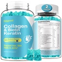2 Pack Biotin Gumies Collagen, Keratin, Hyaluronic Acid, Vitamin a bőrre, Haj növekedés, köröm, nők felnőtt gyerekek - Áfonya ízesített, 120 Gumies