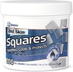 2nd Skin Dressing 1 "Squares (200 Count) - Buborékfólia tapaszok a lábak és a test - Cool Gel Relief Patches - 95% Water Formula - Non-Stick Chafing Protection - Hordozható elsősegély atléták és túrázók