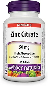 Webber Naturals Cink Citrate 50 mg, 180 tabletta