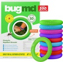 BugMD 10 Pack Mosquito Karkötők, DEET- Free Bands felnőtteknek és gyerekeknek, Natural & Waterprofect Citronella karkötők Camping, túrázás, strand, utazás és szabadtéri esszenciák