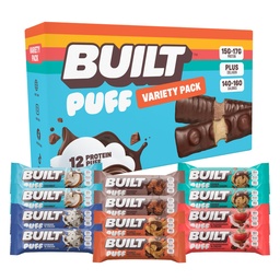 Built Bar, Puff Protein Bars, Variety Pack, Collagen, On-the- go Snacks, Reggeli Bár, Vegyes Sampler, 12 Pack