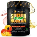 ALPHA LION Superhuman Pump Pre Workout Powder, Nootropic koffein & Stim Free Pretosure Supplement, Nitric Oxide Booster, Muscle Gainer, Energy & Focus (42 Servings, Peach Pumps Flavor)