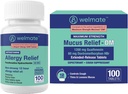 WELMATE Total respiratorikus egészségügyi köteg: Allergia Relief Fexofenadine HCl 60mg (100 Ct) 12- óra Non- Drowsy Antihisztamin + maximális hatáserősség Mucus Relief DM 1200mg Guaifenesin & 60mg DXM (100 Ct)