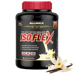ALLMAX Nutrition - ISOFLEX Tejsavó fehérje por, tejsavó fehérje izolátum, 27g fehérje, vanília, 5 font