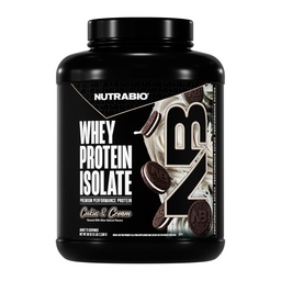 NutraBio 100% Whey fehérje izolátum fehérje por, 25 g fehérje teljes aminosav profil, Soy és glutén mentes, alacsony szénhidrát és alacsony kalóriatartalmú savófehérje por, Cookie & Cream, 5 Lb.