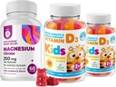 Vitamin D-Gummi für Kinder &Erwachsene 2000 IU und Magnesium-Gummien - Gesundes Vitamin D3 Nahrungsergänzungsmittel 1000IU - Vegetarische Gelatin-freie Immununterstützung mit zuckerfreien Magnesium-Kammkästen für Kinder &Erwachsene