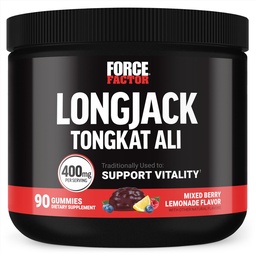 Force Factor Longjack Tongkat Ali Gummees, Tongkat Ali for Men to Support Men Vitality and Drive, 400 mg Tongkat Ali with BioPerine, Mixed Berry Lemonade, 90 Gumies