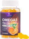 Omega 3 Fish Oil Gumies - Heart Health Support Omega 3 Gummy Supplement Felnőttek és Gyerekek magas abszorpciós DHA & EPA, Joint & Brain Support, Delicious Orange Flavor Fish Oil Vitamins, 60 Gumies