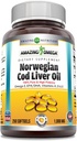 Amazing Omega Norway Cod Life Oil 1000 Mg Softgels Supplementary 124; Omega3, EPA, DHA, A-vitamin, D & E-vitamin (narancs) 124; 250 Count)