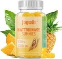 Nattokináz Gummees 12,000 FU, Serrapepláz Gummees 360,000 SPU Enzyme kiegészítés Bromelain Papain & Inulin keringető, Gut, emésztési támogatás, Vegan, nem GMO, 60 Counts