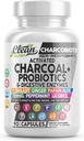 Tiszta Nutra aktivált Charcoin Pills + Shilajit probiotikus emésztő enzimek emésztőszervi kapszulák Peppermint édeskömény édesgyökér édesgyökér papain gyömbér Ginger Promold 124; Gut egészség