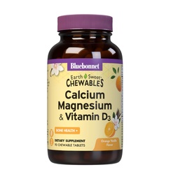 Bluebonnet Táplálkozás Kalcium Magnézium Plus D3- vitamin Földédes, Csont- egészség és izomrelaxáció, Szójamentes, gluténmentes, kóser, Dairy- mentes, 90 Narancsos Vanilla ízesített rágótabletta