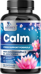 Természetes nyugalom, lazítás és lazítás - Ashwagandha, GABA, Magnézium, L- Theanine & More - Natural Focus, Energy & Immune Support - Nature 's Non-GMO, Vegan, Gluten Free, Palackozott USA - 120 kapszula
