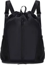 Sportsnew Drawstring Backpack Sports Gimnázium táska Cipőkompartment, Húros hátizsák a nők számára, Vízállóság Drawstring Bag Edzés, Könnyű, Fekete, szabadalmi függőben