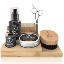 Striking Viking Beard Growth Kit - 7- Piece Set, Sandalwood Scent & Caddy - Oil & Balm Beard Brush, Dual- Sided Comb & Scolor plusz Mustache Comb for Grooming & Styling