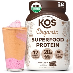 KOS Vegán fehérje por eritritol mentes, csokoládé - szerves pea fehérje keverék, növényi alapú szuperfood gazdag Vitaminok & Ásványok - Keto, Tejmentes - Étkezés nőknek és férfiaknak, 28 szertartás