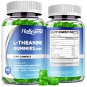 L-Theanine Gumies, l 'theanine 400 mg Ashwagandha, GABA, 5HTP, L-Theanine Chewable Supplement for Relax, Zzz & Focus Support, Vegan, Lemon Flavor, 120 Counts