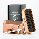 Beard Brush, Comb and Scolar Set for Men 's Beard Care - Boar Brisle Hair Brush & Fa Comb & Stainless Scoler - Beard Styling, Grooming & Shaping Tools