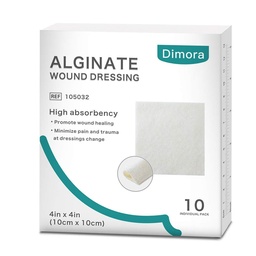 Dimora Kalcium Alginate Sebek Dressing, 4 "x 4" Patches, 10 egyes steril lapok, puha és erősen abszorbens Dressing Gaze, Non-Stick Padd