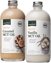 Természetes Force Creamy Vanilla + Creamy Caramel MCT Oil Bundle - gluténmentes, nem GMO, emulgeált ízesített MCT szerves kókuszdióból - Keto, Paleo és Vegan - 2x 16 Ounce üveg