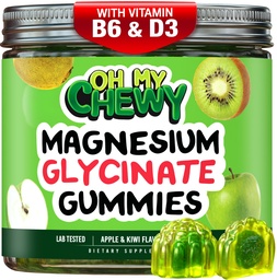 Center- Filled Magnézium Glicinate Gummees 400MG - Magas abszorpció gyerekeknek, Teens & Felnőttek - Supplement for Alvás, Nyugodt & Izom Relaxatio B6 & D3 - Gluten Free & Vegan Friendly - 60 Count