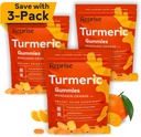 Kurkumenische Gummi für Frauen | Curcumin Ergänzung Gummi für Entzündung | Kurkuma Ergänzung für Erwachsene | Natürliche Curcumin, Low-Sugar, Vegan, Mandarin Orange Flavor, 45 Graf (Pack von 3)