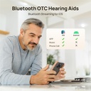 Előzetes OTC hallássegélyek a szeniorok számára, RIC700 Plus Bluetooth Call Advanced for iOS, Wireless Recharfied Hearing Aid, Noise Reduction & App Control, Pressition- Grade Sound, szinte láthatatlan (arany)