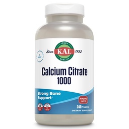 KAL kalcium citrát 1000mg, kalcium kiegészítők nők és férfiak, Csontegészség, Fogak, Idegesség, Izom- és érrendszeri rendszer támogatása, glutén mentes és laboratóriumi ellenőrzött, 80 Servings, 240 tabletta