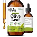Wild & Organic Olive Leaf Extract Liquid Drops - Antioxidáns és Immun Supplement - Oleuropein Olive Leaf Supplement - Vegan, Sugar & Alcohol- Free Drops - 2 fl oz