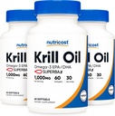 Nutricost Krill Oil 1000mg; 60 Liquid Softgels (3 üveg) - Omega3 EPA-DHA