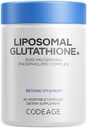 Codeage Liposomal Glutathione 1000 mg kiegészítés, High- Potency reduced L- Glutathione - Liposomal Delivery - Foszfolipidek - Non-GMO, Gluten- Free - 60 kapszula
