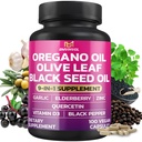 BMVINVOL Oregano Fokhagymás Olive Leaf Black Seed + 5 More - Immunszuppresszív és emésztési egészségügyi kiegészítés nőknek és férfiaknak - 100 kapszula