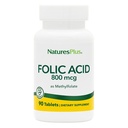 Natings Plus folic acid (Metilfolát) - 800 µg, 90 Vegán tabletta - Támogatja az egészséges szövet növekedés - vegetáriánus, gluténmentes - 90 Servings