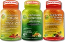 Komplett Plant- alapú antioxidáns és immunszupportáló köteg - Liposzómás C-vitamin 1500mg + Liposzómás glutation 500mg + Bromelinnel rendelkező quercetin, Cink & C-vitamin - Vegán, fokozott abszorpciós formulák