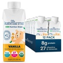 Kate FARMS Organic Kids Nutrition Shake, Vanilla, 8 g fehérje, 27 Vitaminok és ásványi anyagok, Étkezési csereital, Protein Shake, Gluten Free, Non-GMO, 8.45 Fl oz (12-es csomag)