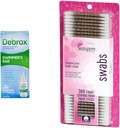Debrox Swimmer 's Ear Drop, 1 Fl Oz & Swisspers Prémium Cotton Swabs, 300 Count for Water Clugged Ear Relief