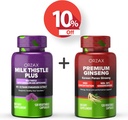 ORZAX Milk Thistle Plus 120 Vegable Capsules and Premium Ginseng 120 Vegable Capsules, Bundle