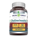 Amazing Formulas Choline & Inositol 500 Mg Supplementary A124; Capsicum 124; Non-GMO A124; Gluténmentes A124; Made in USA (1 Pack 124; 100 Count)