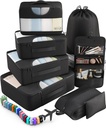 Veken 10 Set / 8 Set Packing Cubes for Travel Essentials, Suitcase Organizer Bags in 4 Sizes, Carry- On poggyásztartozékok Nagy mosoda és WC táska, Mustereae Airplane, Road Trip & Camping