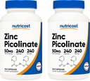 Nutricost Cink Picolinát 50mg, 240 Vegetáriánus kapszula (2 üveg) - Gluten mentes és nem GMO
