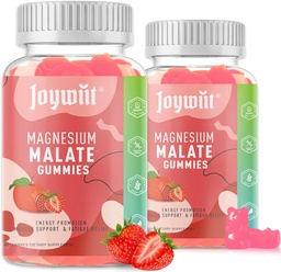 Magnézium-malát- gumik 1000mg-ban kifejezve 124; Magnézium-malátpótló L- Theaninnal, CoQ10 & B6-vitaminnal és B6-vitaminnal
