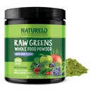NATURELO Raw Greens Superfood Powder 240 Gramm, Mischbeere - Unterstützt Energie, Immunität und Detox - Inklusive Spirulina, Weizengras und Bio-Grüne für Ganze Ernährung