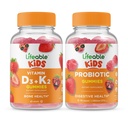 Életképes D3-vitamin + K2-vitamin Kids + probiotic 2 Millió CFU Kids, Gummees Bundle - Nagy ízű, vitamin kiegészítés, glutén mentes, GMO mentes, rágható gumi