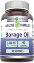 Amazing Formulas Borage Oil Supplementation, 124; 2000 Mg Per Serving, 124; Softgandels, 124; Non-GMO, 124; Gluténmentes, 124; Made in USA (1 Pack, 90 Count)