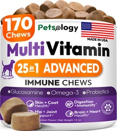 Kutya Multivitamin rágható - kutya vitaminok és kiegészítők glukozamin - 170 sajt - Hip & Joint, Pet Immune Support, Skin & Coat, Gut & Heart Health - Senior & Puppy Multivitamin Pet kiegészítés