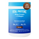 Vital fehérjék Whey fehérje por + Collagen peptides, 24g fehérje támogató helyreállítás és közös egészség, C-vitaminnal, Körülbelül 16 szervírozás - csokoládé 22.8oz