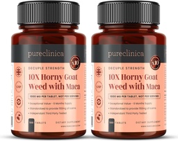10X Horny Goat Weed kivonat (3750mg) Maca kivonat (2500mg) x 360 tabletta (2 üveg 180) - 1 éves ellátás
