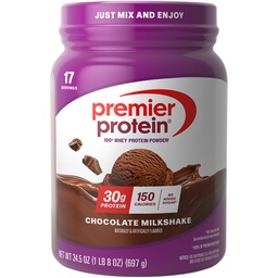 Premier fehérje por, csokoládé tejshake, 30g fehérje, 1g cukor, 100% tejsavó fehérje, Keto Friendly, No Soy, Gluten Free, 24,5 oz (17 szertartás)