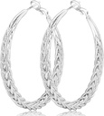 Senteria Silver Hoop Fülbevalók nők számára Hipoallergén 925 Sterling Silver Post Hoop Fülbevalók Könnyed nagy Hoops Fülbevaló Vastag Ezüst Hoops 30 / 40 / 50MM